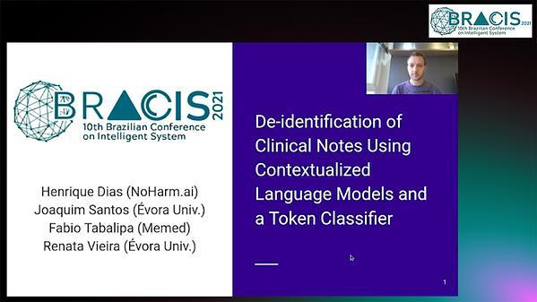 De-identification of Clinical Notes Using Contextualized Language Models and a Token Classifier