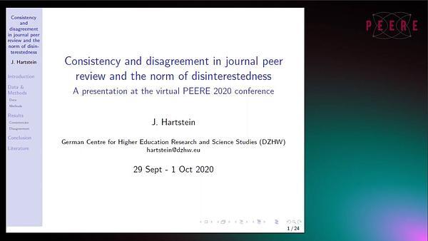 Consistency and disagreement in journal peer review and the norm of disinterestedness