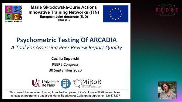 Psychometric testing of ARCADIA, a tool for assessing peer review report quality in biomedical research