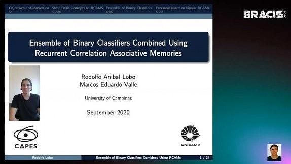 Ensemble of Binary Classifiers Combined Using Recurrent Correlation Associative Memories