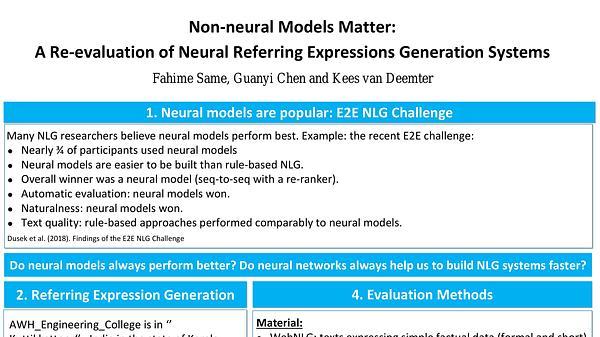 Non-neural Models Matter: a Re-evaluation of Neural Referring Expression Generation Systems