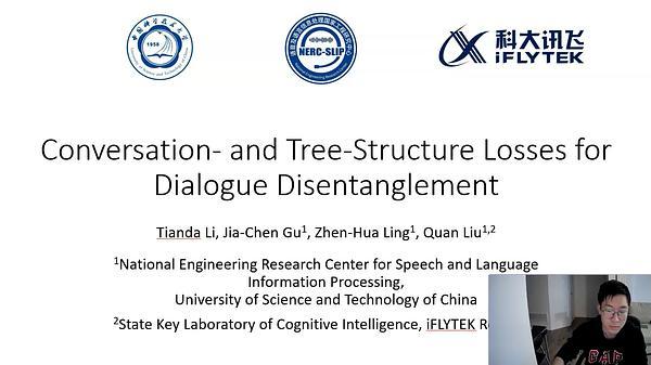 Conversation- and Tree-Structure Losses for Dialogue Disentanglement