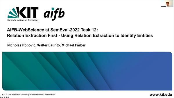 AIFB-WebScience at SemEval-2022 Task 12: Relation Extraction First - Using Relation Extraction to Identify Entities