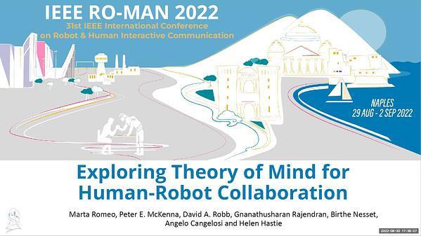 Exploring Theory of Mind for Human-Robot Collaboration