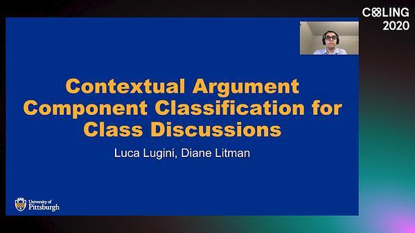 Contextual Argument Component Classification for Class Discussions