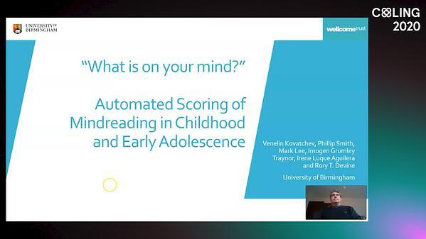 “What is on your mind?”: Automated Scoring of Mindreading in Childhood and Early Adolescence