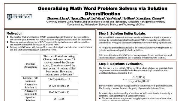 Generalizing Math Word Problem Solvers via Solution Diversification