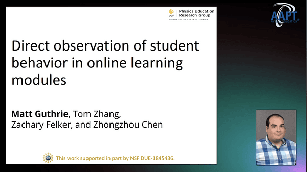 Direct observation of student behavior in online learning modules