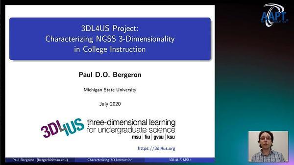 3DL4US Project: Characterizing NGSS 3-Dimensionality in College Instruction